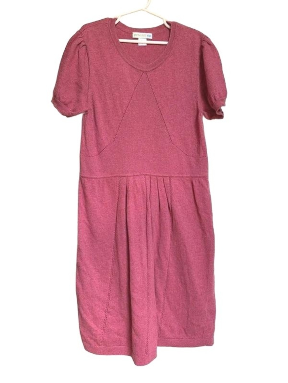 Garnet Hill Kids Rose Knit Dress Puffed Sleeves Size XL